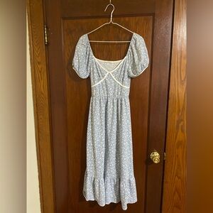 Light Blue Floral Midi Dress